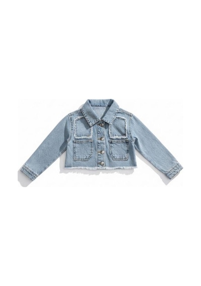 Zekids Kız Çocuk Crop Kesim Kot Ceket-16901 Çok Renkli