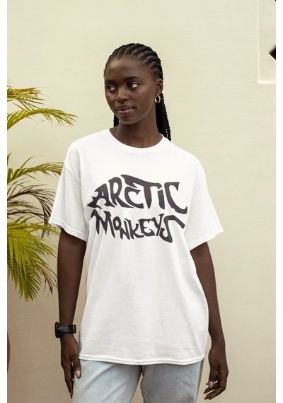 Sevbano Arctic Monkeys Sırt Baskılı Unisex Oversize Müzik Grubu Tişört Beyaz