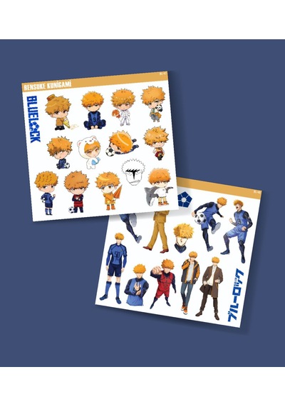 Rensuke Kunigami 2 Li Parlak Kağıt Sticker Seti Telefon Süsleme Etiketleri Futbol Anime Bluelock Turuncu