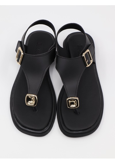 Nesilshoes Nesil Shoes Dvm 219 Siyah Tokası Cırtlı Parmak Arası Sandalet