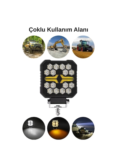 Off-road Kare Led Çalışma Lambası 2 Adet 20w -selamlamalı Gündüz Led Flash Mod & Delici Işık
