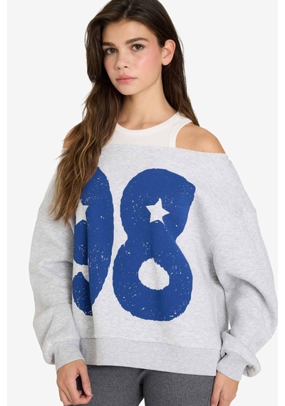 About Blank Defacto Oversize Baskılı Kalın Kumaş Sweatshirt G7172ax25cw Acı Kahverengi