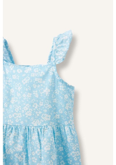 Defacto Askılı Poplin Elbise Kız Bebek H8453a526hsbe400 Mavi-be400