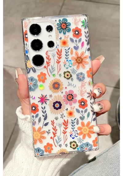 Samsung Galaxy Uyumlu S25 Ultra Kılıf Solmayan Imd Baskı Desenli, Şeffaf Tpu+pc Botanik Kapak