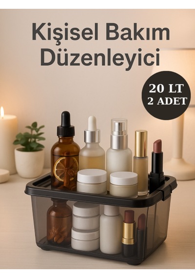 2 Adet 20 Litre Saklama Depolama Düzenleyici Siyah