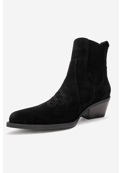 Luvishoes Julıeta Siyah Süet Hakiki Deri Kadın Western Bot Siyah
