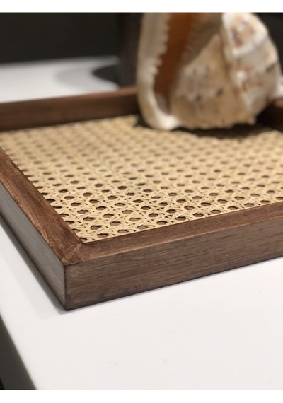 Rattan Hazeran Kare Tepsi Eskitme Model %100 Doğal Hazeran M027