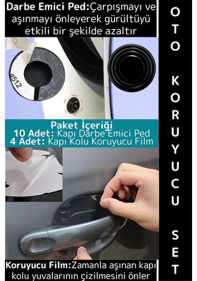 Otobakım Otomobil Kapı Darbe Çizilme Aşınma Gürültü Önleyen Araç Bakım Özel Oto Koruyucu Bakım Seti