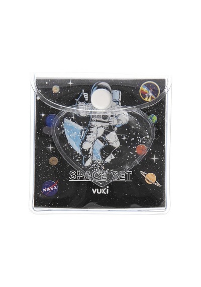 Vuki Küp Bloknot Simli Sulu 6.3 X 6.3 Cm Astronot Desenli Sulu Ve Simli Küp Bloknot