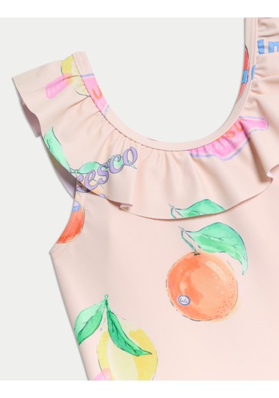 Marks & Spencer Meyve Desenli Fırfırlı Mayo (2–8 Yaş) T77006023U Turuncu