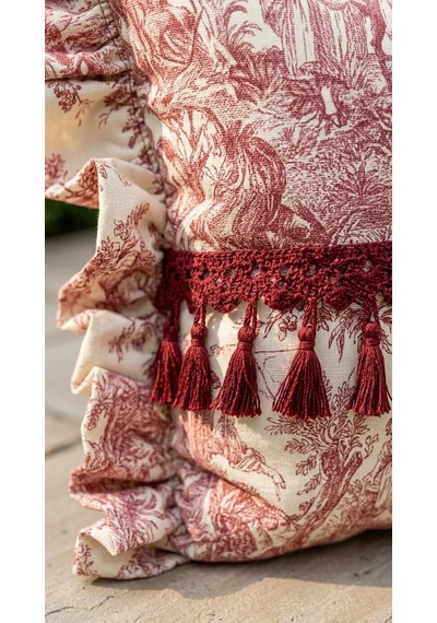 Toilea Burgundy Ruffle Yastık Çok Renkli