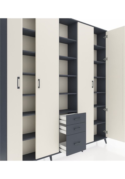 Arges Dolap 17 Raflı 3 Çekmeceli 4 Kapaklı 220x30x243 Antrasit-aytaşı/antrasit Aytası/antrasıt Arges Dolap 17 Raflı 3 Çekmeceli 4 Kapaklı 220x30x243 Antrasit-aytaşı/antrasit Aytası/antrasıt