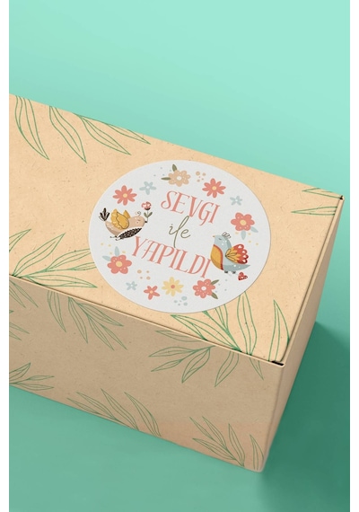Sevgi İle Yapıldı Kuşlu Sticker 3x3cm St2289 Çok Renkli