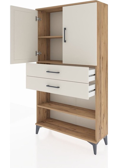 Arges Dolap 3 Raflı 2 Çekmeceli 2 Kapaklı 88x30x163 Çam-aytaşı Çam