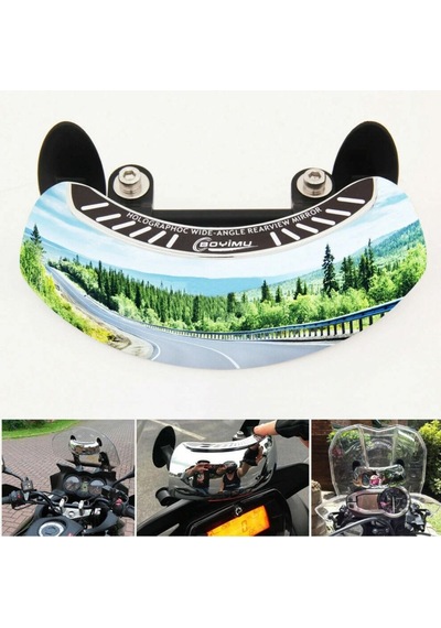 Carub Ayna Motosiklet Ön Cam Üstü 180 Derece Panoramik Görüş Geniş Ayarlanabilir Salınım Açı Kör Nokta Aynası Tekli Br0221270