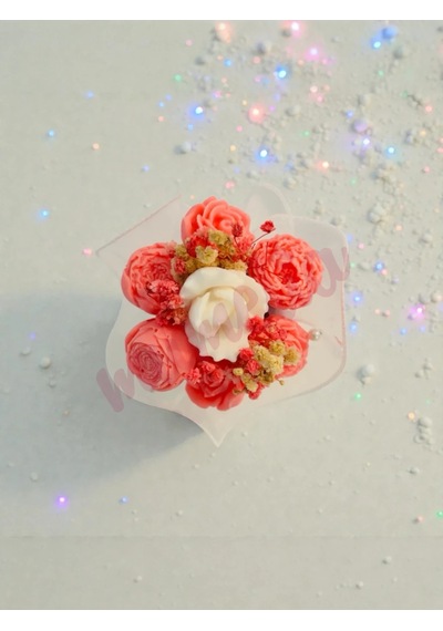 Mumelia Pastel Çiçekler - Doğal Soya Rose Gold Kutulu Mini Mum Buketi - Pembe