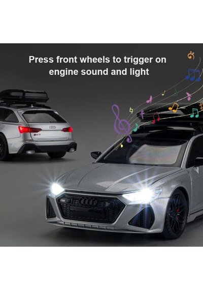 Audi Rs6 Avant 1:24 Diecast Metal Araba Koleksiyon Sesli Işıklı Nando Gri