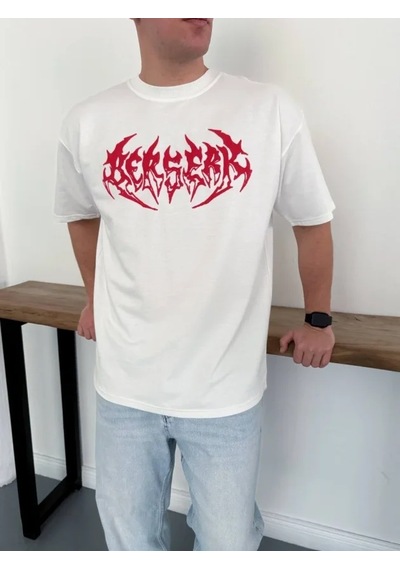Veraura Lifestyle Erkek Baskılı T-shirt Yazlık Kısa Kol Bisiklet Yaka Rahat Kalıp Tişört - Beyaz