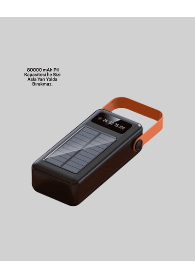 Powerbank Solar Fenerli Çoklu Kablolu 80000 Mah Taşınabilir Şarj Aleti Çok Renkli