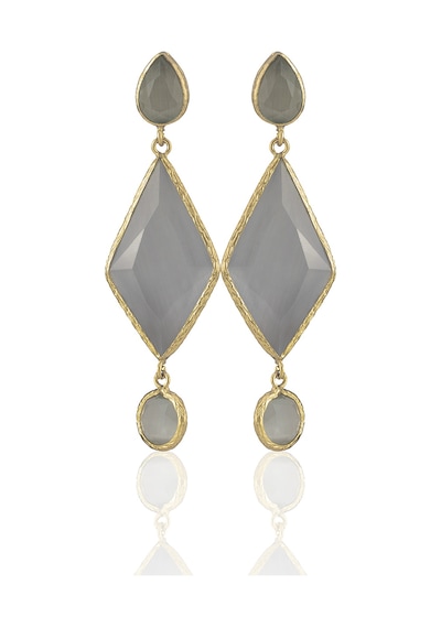 Kadir Jewellery 22 Ayar Altın Kaplama Kadın Sallantılı Küpe -el İşçiliği Ve Hipoalerjenik Küpe Gri 80732301