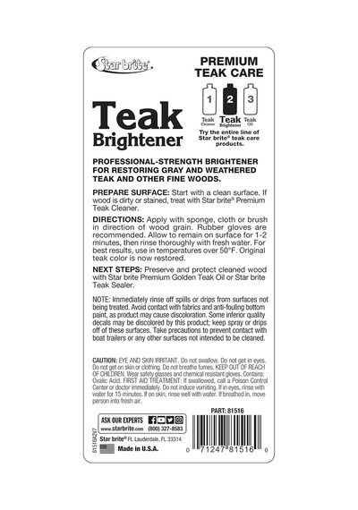 Starbrite - Premium Tik Parlatıcı - 2. Adım 473 Ml : Yorgun Ahşaplarınıza Doğal Sıcaklığını Ve Büyüleyici Damarlarını Geri Verin