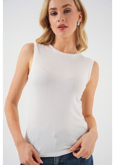 Hiccup Bdart Dik Yaka, Askısız, Fitilli Bodysuit Fildişi