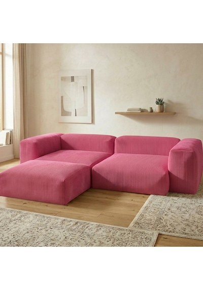 Relax Köşe Koltuk Takımı Sünger Koltuk Kanepe Divan Fuşya
