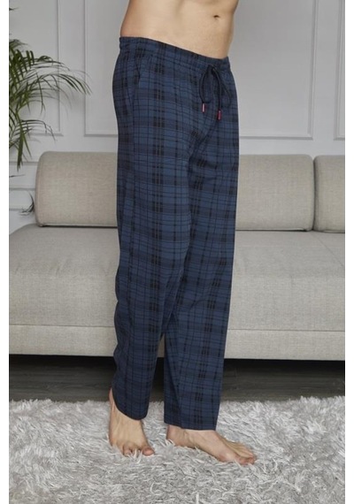 Kly 152 Tek Alt Likralı Ekoseli Çok Rahat Pijama Alt