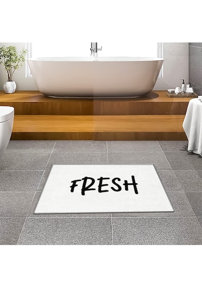 Evaşk Banyo Paspası İpeksi Kadifemsi Halı Yüzey Kaymaz Taban 60x90 BM02460B Beyaz