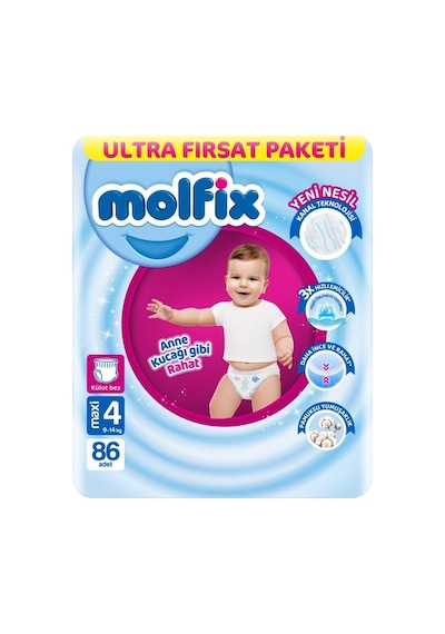 Molfix Külot Bebek Bezi 4 Beden Maxi 86'lı Ultra Fırsat Paketi