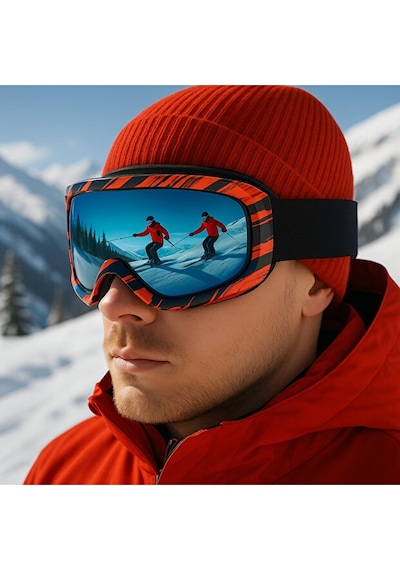 Esrada Kayak Gözlüğü Antifog Ventilli Uv Korumalı Güneş Kar Gözlük Gökkuşağı Gümüş Snowboard Glasses Sporu Kırmızı