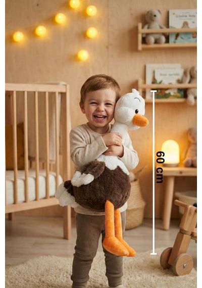 Yumuşacık Sevimli Deve Kuşu Büyük Boy Peluş Oyuncak 60 Cm Kahverengi