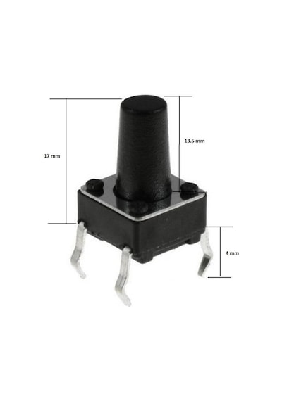 Koodmax-Push Button Buton Tach Switch 6X6 10'Lu Paket - Farklı Boyutlar 6X6 9Mm
