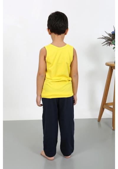 Akbeniz Erkek Çocuk Sıfır Kol Penye Pijama Takım Sarı 20439