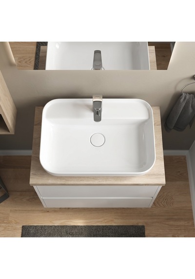 Dura Bagno Nexus Çanak Lavabo 60x40 Cm. Batarya Delikli Tezgah Üstü Beyaz 5850