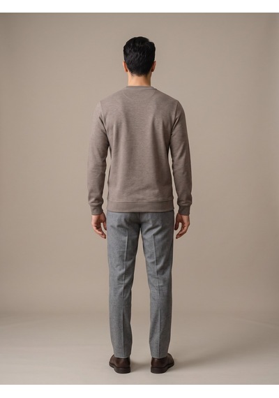 Maccali Erkek Vizon Selanik Bisiklet Yaka Sweatshirt