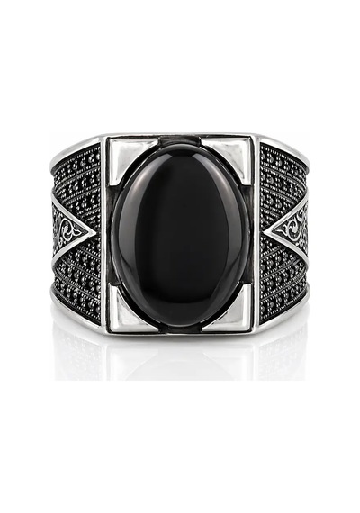 Nur Silver Oniks Gümüş Yüzük - Nur-yz83516