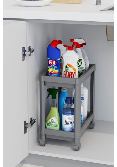 2 Katlı Tekerlekli Düzenleyici Raf Gri, Minihome2katlı Diğer 2 Katlı Tekerlekli Düzenleyici Raf Gri, Minihome2katlı Diğer