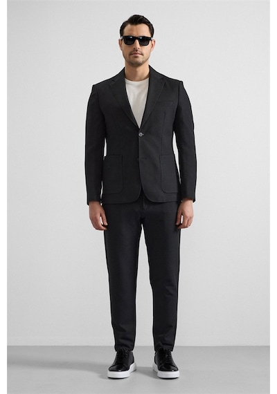 Süvari Siyah Slim Mono Yaka Düz Torba Cep 6 Drop Takım Elbise Tk1006900382-s09 Siyah Süvari Siyah Slim Mono Yaka Düz Torba Cep 6 Drop Takım Elbise Tk1006900382-s09 Siyah