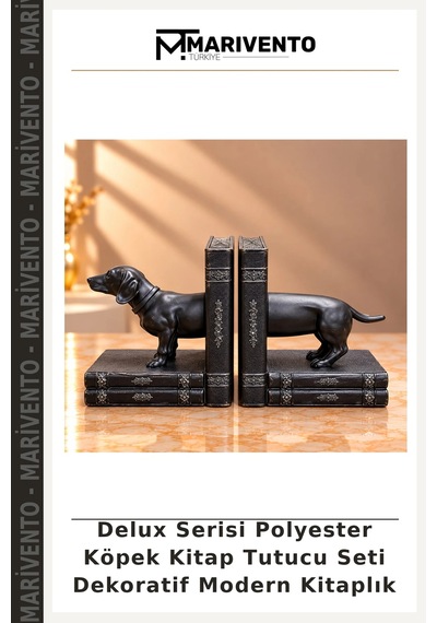 Delux Serisi Polyester Köpek Kitap Tutucu Seti Dekoratif Modern Kitaplık