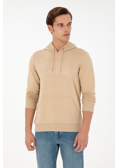 U.S. Polo Assn. Erkek Regular Fit Kapüşonlu Kum Basic Sweatshirt 50295175-VR085