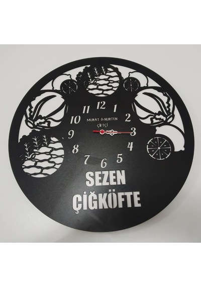 Çiğ Köfte Ciler İçin Özel Tasarım Saat Kişiye Özel İsim Yazılı Renkli