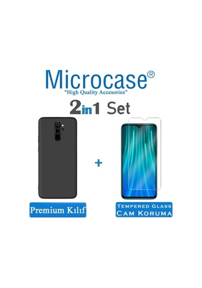 Xiaomi Redmi Note 8 Pro Premium Mat Silikon Kilif + Tempered Cam 386220002