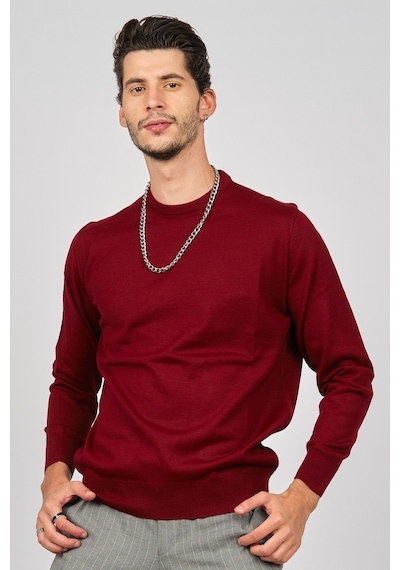Pave Erkek Bisiklet Yaka Yün Kazak 4536063 Bordo Bordo