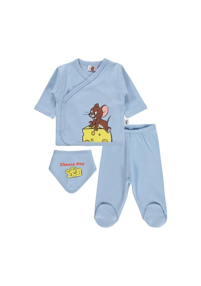 Civil Baby Cheese Day Baskılı Zıbın Takımları  - Mavi 04330209026S1