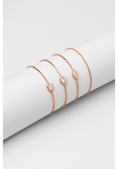 So Chic Era 18 Ayar Rose Altın Kaplama Ayarlanabilir Gümüş Bileklik Gümüş - Rose
