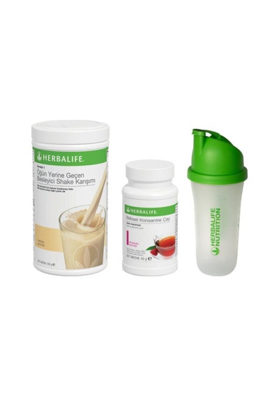Herbalife Shaker Hediyeli Ekonomik Set-3 Vanilyalı Shake Ahududu Çay Shaker