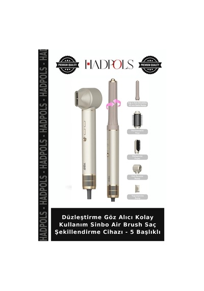 Düzleştirme Göz Alıcı Kolay Kullanım Sinbo Air Brush Saç Şekillendirme Cihazı - 5 Başlıklı Rose Gold