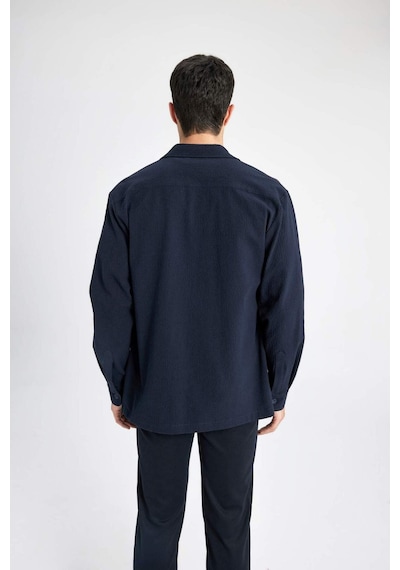 DeFacto Regular Fit Polo Yaka Gofre Dokulu Gömlek Ceket B6682AX24SPNV106