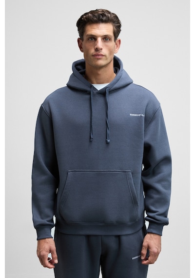Grimelange Scarn Erkek Pamuklu İçi Polarlı Nakışlı Kapüşonlu Relaxed Koyu Gri Sweatshirt